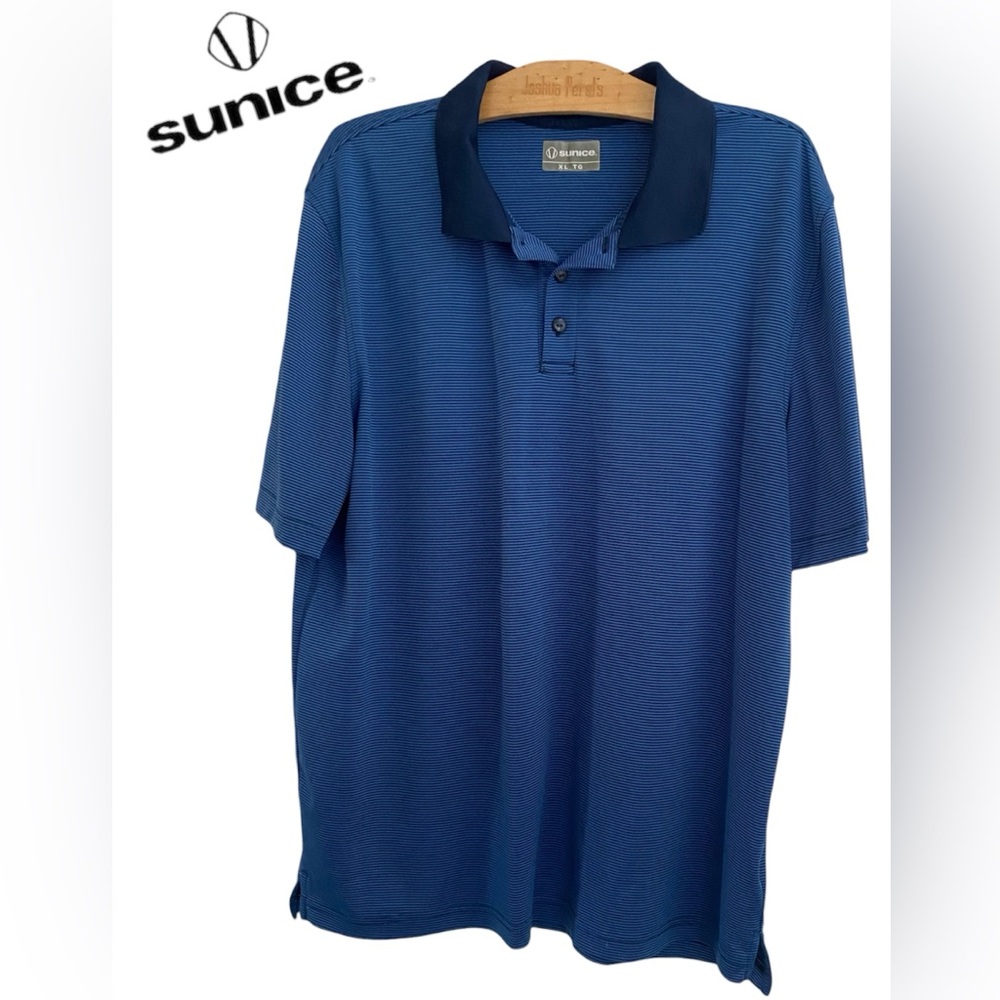❤️Sunice Men's Navy Striped Polo Shirt